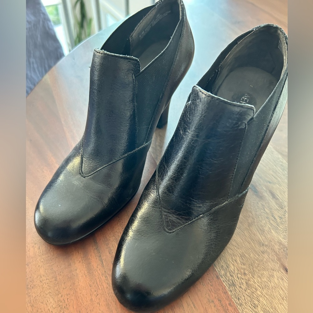 Black slip on booties